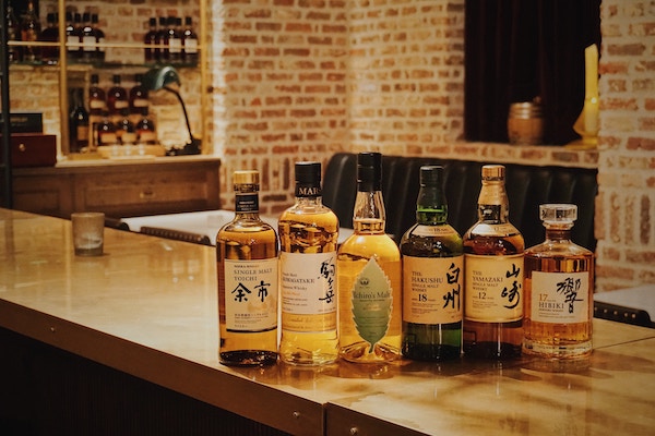 bottles of japanese whisky